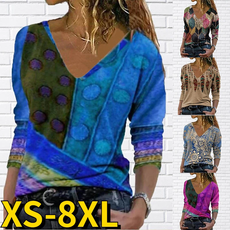 Autumn Women Vintage Pullover Elegant Long Sleeve Abstract Printing Tops Everyday Street Trend T-shirt Winter V-Neck Tee Shirt
Autumn Women Vintage Pullover Elegant Long Sleeve Abstract Printing Tops Everyday Street Trend T-shirt Winter V-Neck Tee Shirt