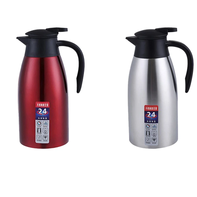 

2 Pcs 304 Stainless Steel 2L Thermos Flask Vacuum Insulated Water Pot Coffee Tea Milk Jug Thermal Pitcher for Home and Office