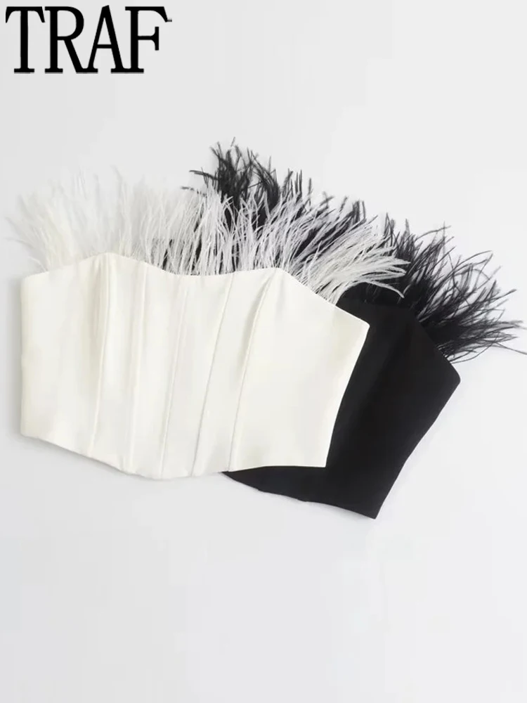 TRAF White Feather Crop Top Women Hook Corset Top Female Summer Off Shoulder Blouses for Women Fashion 2022 Sexy Tube Ladies Top
TRAF White Feather Crop Top Women Hook Corset Top Female Summer Off Shoulder Blouses for Women Fashion 2022 Sexy Tube Ladies Top