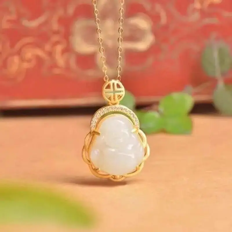 Exquisite Fashion Buddhist Simulation Jade Maitreya Buddha Pendant Necklace for Women Elegant Temperament Religious Jewelry
Exquisite Fashion Buddhist Simulation Jade Maitreya Buddha Pendant Necklace for Women Elegant Temperament Religious Jewelry