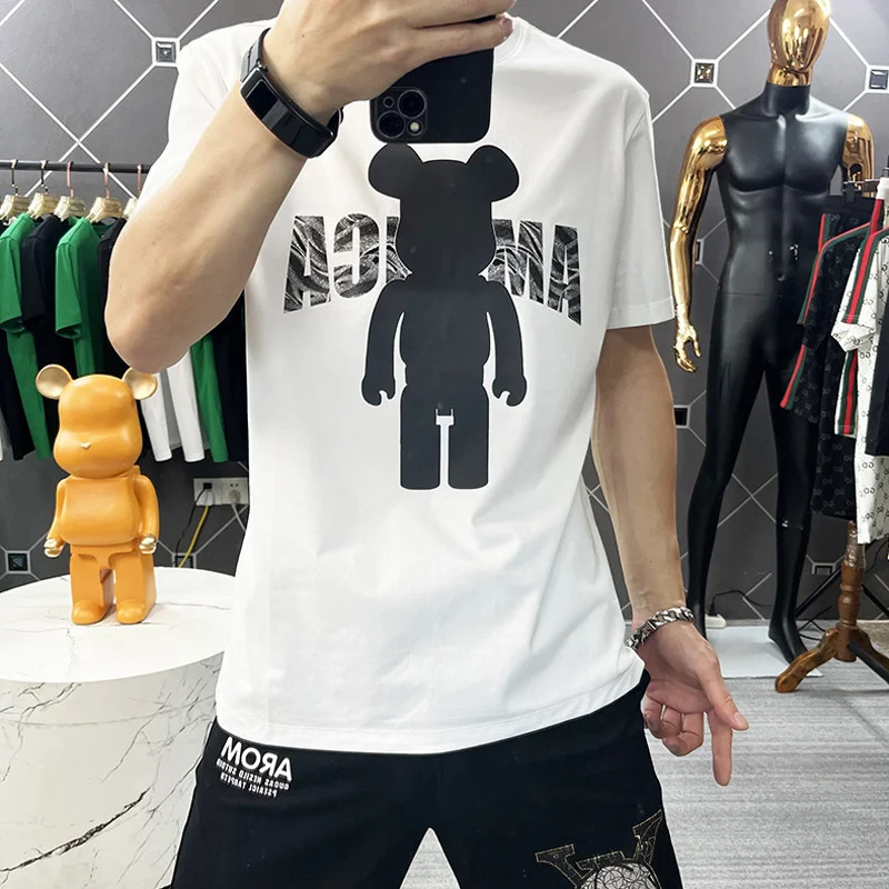 Violence Cartoon Men's T-shirt Bear Luxury Cotton 2023 Summer Trend Young Wear Male Top Fashion Green High-Quality Man Clothing
Violence Cartoon Men's T-shirt Bear Luxury Cotton 2023 Summer Trend Young Wear Male Top Fashion Green High-Quality Man Clothing