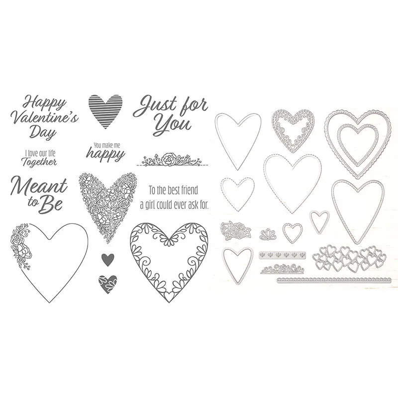Wedding Heart Metal Cutting Dies And Clear Stamps For DIY Scrapbooking Craft Decoration Greeting Stencil Paper Card Making Seals
Wedding Heart Metal Cutting Dies And Clear Stamps For DIY Scrapbooking Craft Decoration Greeting Stencil Paper Card Making Seals