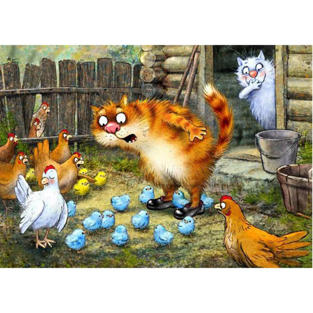 5D Diy Diamond Painting Kits Stone Home Decoration Cross Stitch Cartoon cat and chicken hanging painting art
5D Diy Diamond Painting Kits Stone Home Decoration Cross Stitch Cartoon cat and chicken hanging painting art