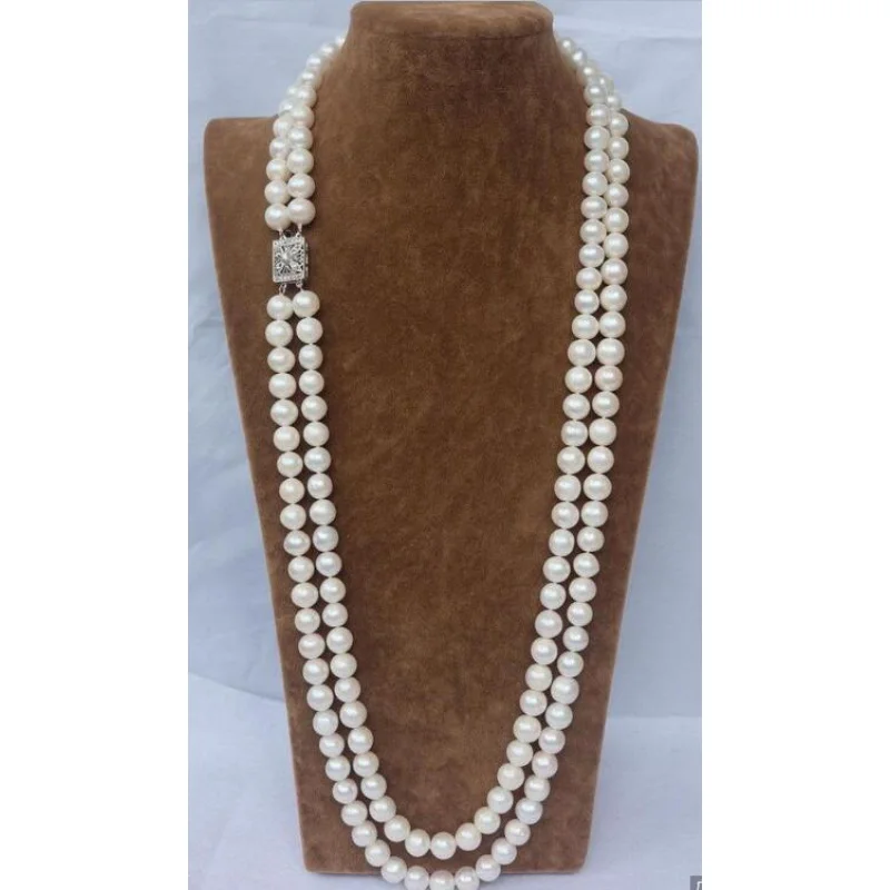 

Beautiful CHARMING NATURAL 2 ROW 9-10MM WHITE AAA ABOUT SOUTH SEA PEARL NECKLACE SOUTH SEA 23" 24"