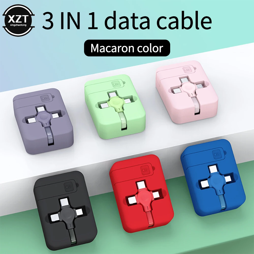 3 in1 Data Cable Retractable USB Type C Micro USB Charging Cable 1M With Phone Stand Charger For Apple Android Devices 
3 in1 Data Cable Retractable USB Type C Micro USB Charging Cable 1M With Phone Stand Charger For Apple Android Devices