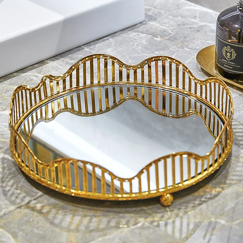 Home Living Room Jewelry Storage Mirror Glass Trinket Dish Nordic Light Luxury Decorative Tray Hollow Lace Golden Tray
Home Living Room Jewelry Storage Mirror Glass Trinket Dish Nordic Light Luxury Decorative Tray Hollow Lace Golden Tray