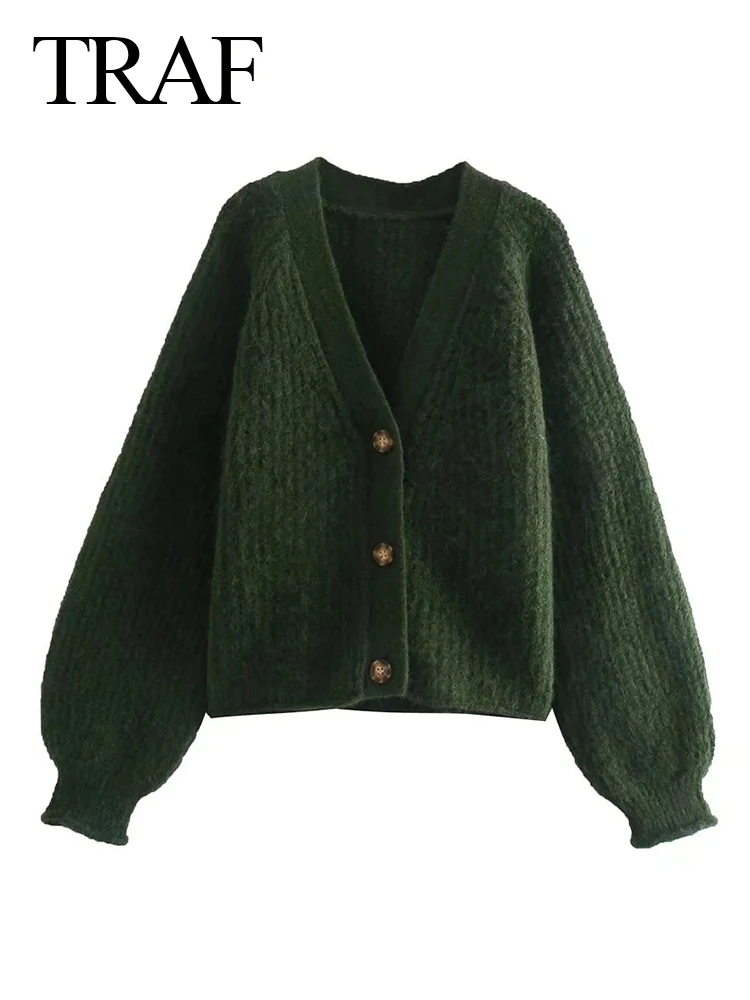 TRAF Elegant Women's Sweater Single Breasted V-Neck Solid Color Dark Green 2022 Fashion Comfortable Versatile Casual Loose Top
TRAF Elegant Women's Sweater Single Breasted V-Neck Solid Color Dark Green 2022 Fashion Comfortable Versatile Casual Loose Top