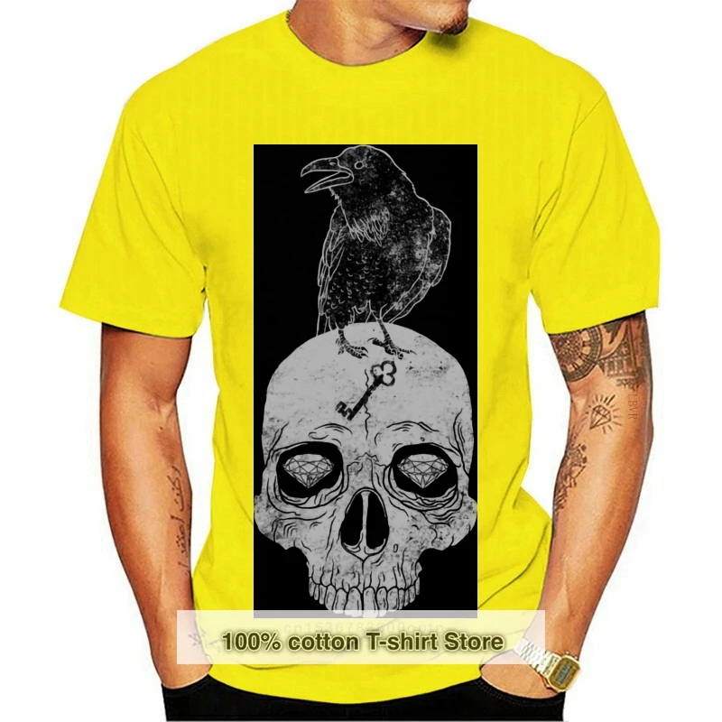 100% Cotton Skull Tshirt Men's T-Shirt Black Tops & Tees High Quality Raven On Skull Print T Shirts Vintage Clothes Fashion
100% Cotton Skull Tshirt Men's T-Shirt Black Tops & Tees High Quality Raven On Skull Print T Shirts Vintage Clothes Fashion