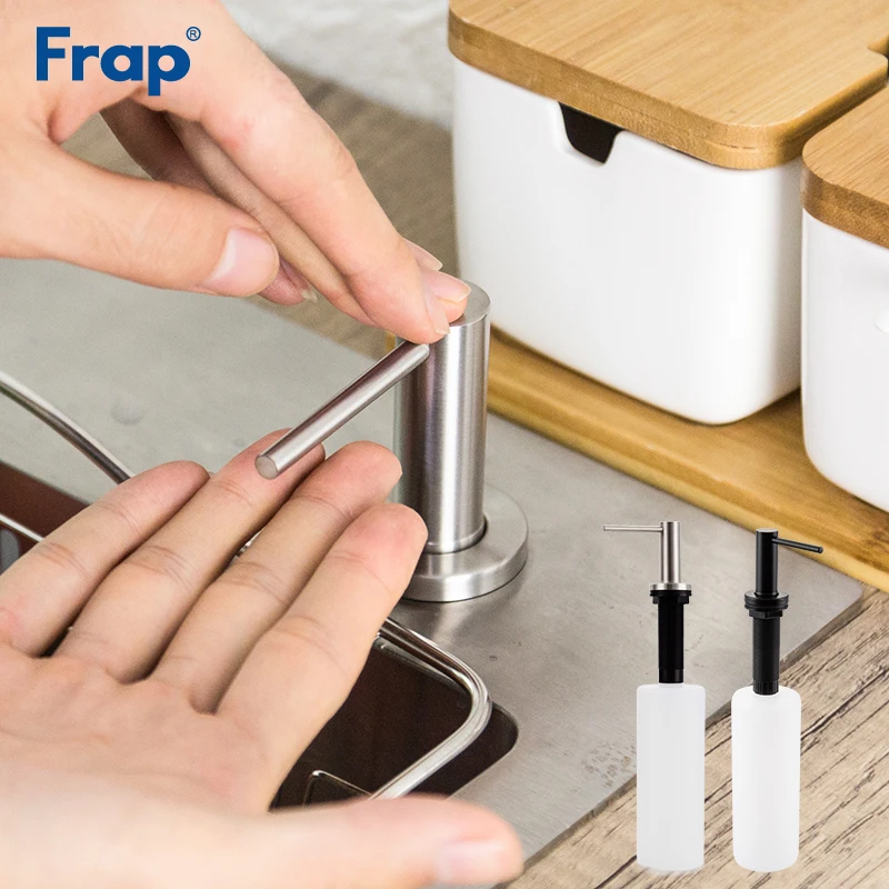 Frap Kitchen Sink Soap Dispenser Liquid Soap Bottle with Stainless Steel Head Hand Press ABS Bottle Dispensers 
Frap Kitchen Sink Soap Dispenser Liquid Soap Bottle with Stainless Steel Head Hand Press ABS Bottle Dispensers