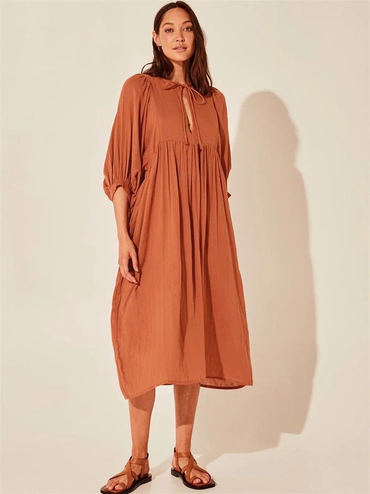 Women's Dress Bohemian Solid Holiday Beach Sundress 2023 Fashion 3/4 Sleeve Casual Loose Vestido Oversize Robe Femme Midi Dress
Women's Dress Bohemian Solid Holiday Beach Sundress 2023 Fashion 3/4 Sleeve Casual Loose Vestido Oversize Robe Femme Midi Dress
