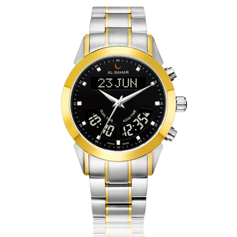 Athan Watch Luxury Islamic Men with Automatic Mosque Prayer Reminder Auto-Qibla Digital Dual Time Azan Clock AS-P012TTGW/TTGB
Athan Watch Luxury Islamic Men with Automatic Mosque Prayer Reminder Auto-Qibla Digital Dual Time Azan Clock AS-P012TTGW/TTGB