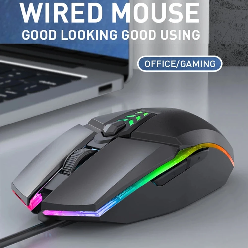 

Wired Gaming Mouse 1600 DPI Optical 6 Button USB Mouse With RGB BackLight Mute Mice For Desktop Laptop Computer Gamer Mice