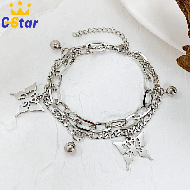 Butterfly Charms Bracelet Stainless Steel Double layer Chain Bracelets For Women Men Fashion Summer Insect Jewelry Dropshipping
Butterfly Charms Bracelet Stainless Steel Double layer Chain Bracelets For Women Men Fashion Summer Insect Jewelry Dropshipping
