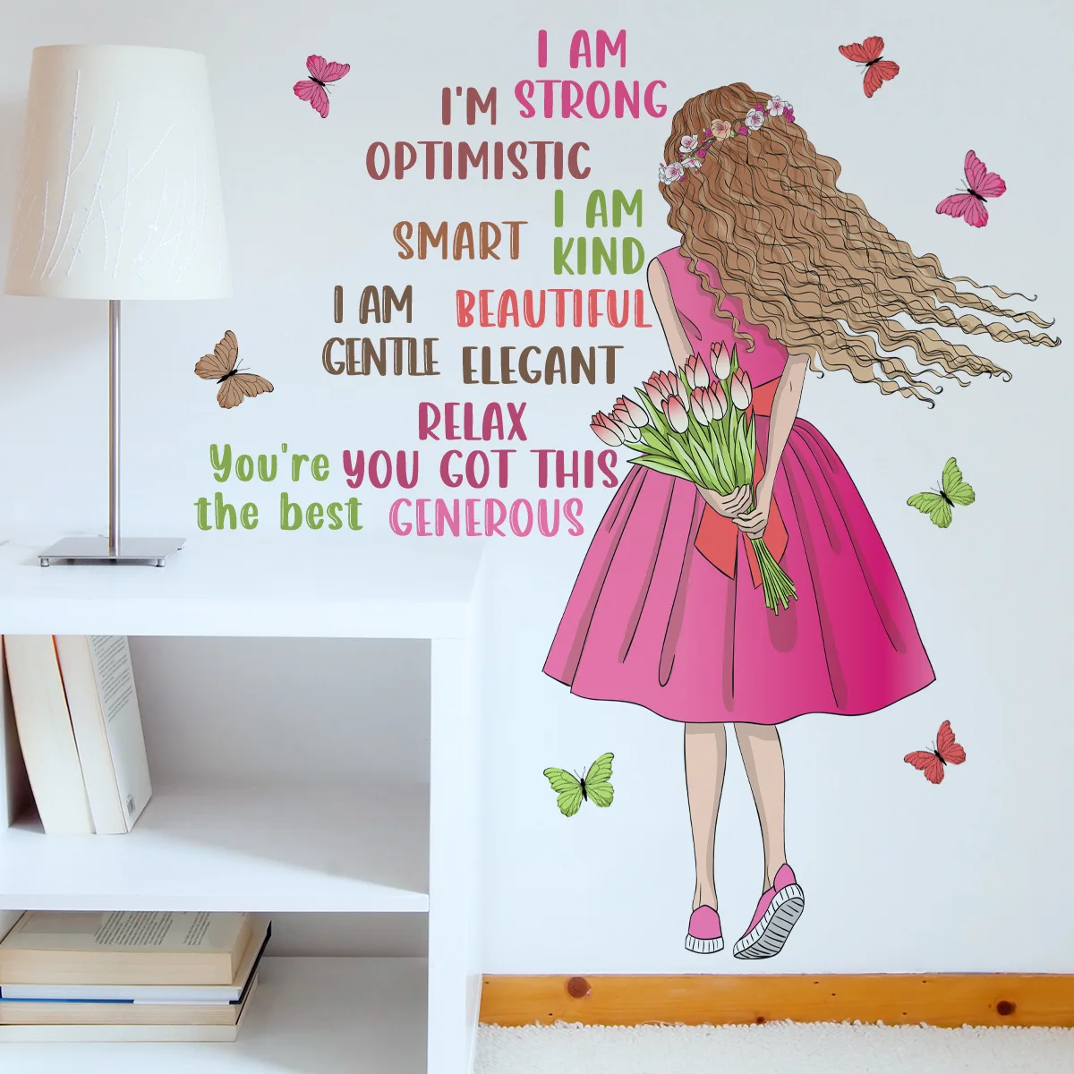 Pink Dress Little Girl Butterfly English Wall Stickers Removable Vinyl Home Decor Living Room Bedroom
Pink Dress Little Girl Butterfly English Wall Stickers Removable Vinyl Home Decor Living Room Bedroom