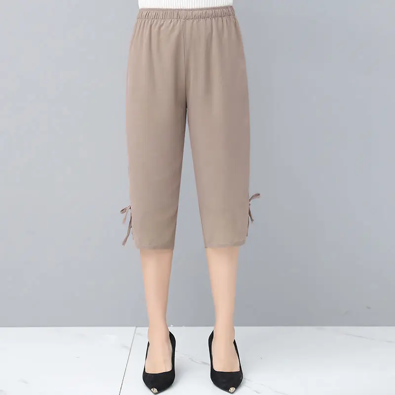 Women 2022 Summer Fashion Middle-aged Thin Trousers Female Loose High Waist Cropped Pants Ladies Chiffon Wide-leg Pants W165
Women 2022 Summer Fashion Middle-aged Thin Trousers Female Loose High Waist Cropped Pants Ladies Chiffon Wide-leg Pants W165