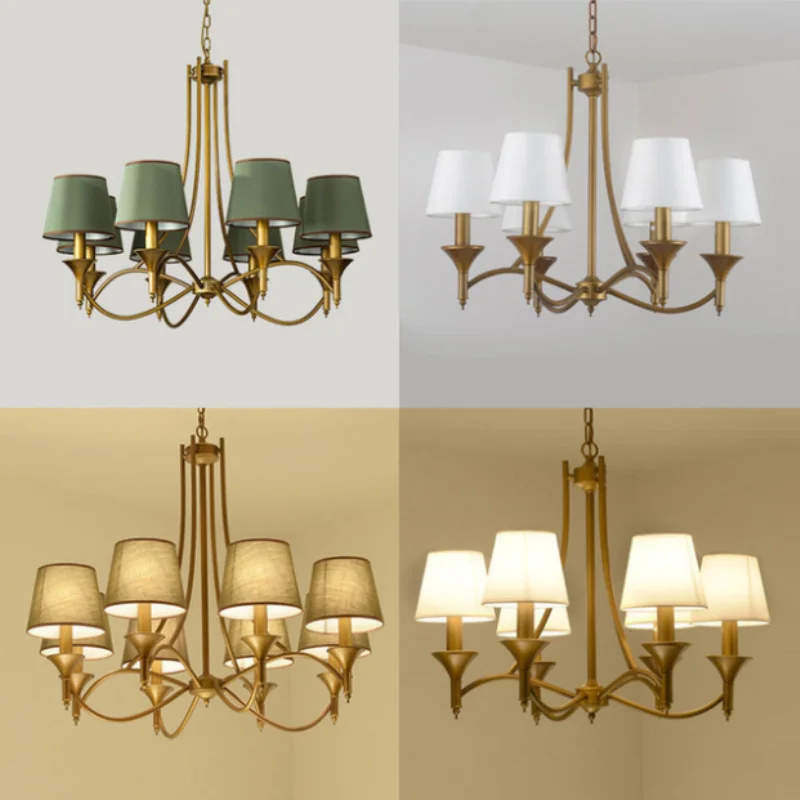 Vintage Home Lighting Chandeliers Indoor Bedroom light Fixtures Grey Green Fabric lampshade Copper Iron Chandelier E14 110-240V
Vintage Home Lighting Chandeliers Indoor Bedroom light Fixtures Grey Green Fabric lampshade Copper Iron Chandelier E14 110-240V
