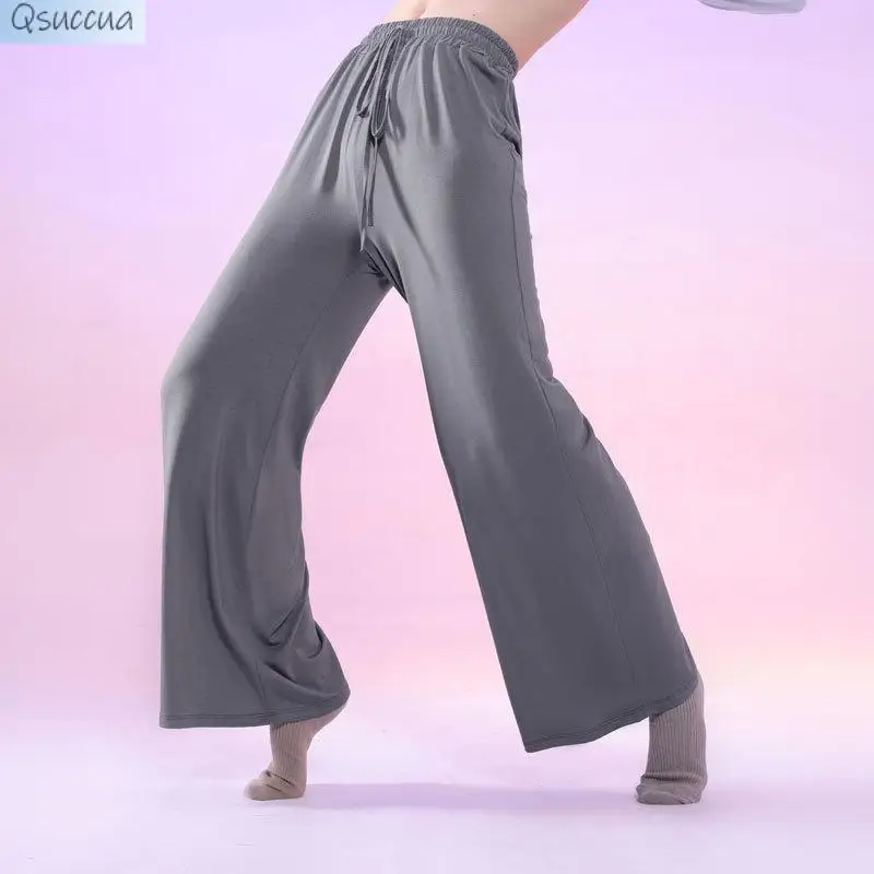 

Modern Dance Modal Cloud Wide-Leg Pants High Waist Straight Drape Stretch Exercise Pants classical Dance Yoga Pants