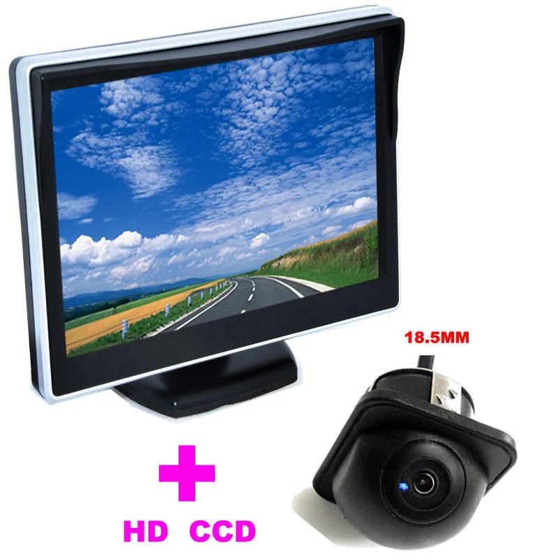 

5" TFT LCD Car Monitor CCD 170 monitor + Universal 18.5mm Car Rearview Camera front camera 2 in 1 Auto Parking Assistance System