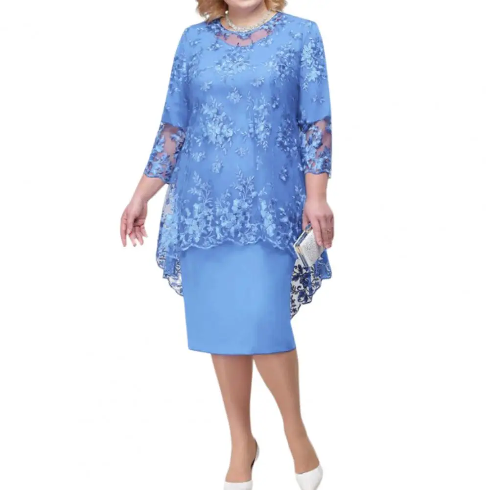 Hot Sale!Women O-neck High-Waist Plus Size Midi Dress Elegant Embroidery Lace 3/4 Sleeve Lady Evening Dress Female Clothing
Hot Sale!Women O-neck High-Waist Plus Size Midi Dress Elegant Embroidery Lace 3/4 Sleeve Lady Evening Dress Female Clothing