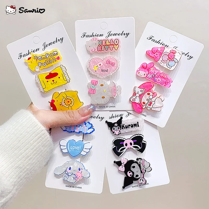 3Pcs/set Kawaii Sanrio Cartoon Hairpin Cute Sweet My Melody Hello Kitty Girl Hair Clip Children Headwear Hair Accessories Gift
3Pcs/set Kawaii Sanrio Cartoon Hairpin Cute Sweet My Melody Hello Kitty Girl Hair Clip Children Headwear Hair Accessories Gift