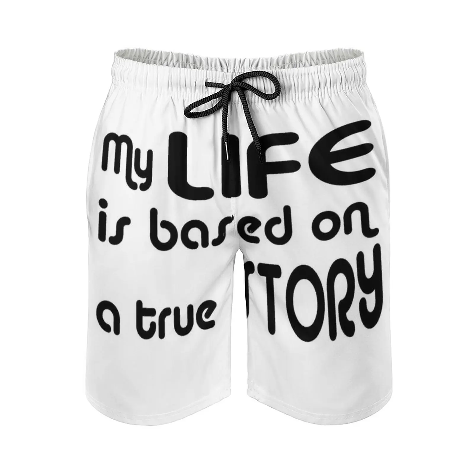 

This Is My Life Print Swim Beach Board Shorts Swimsuit Loose Men's Trunks Breathable Life Story Reality Fiction Movie Cinema