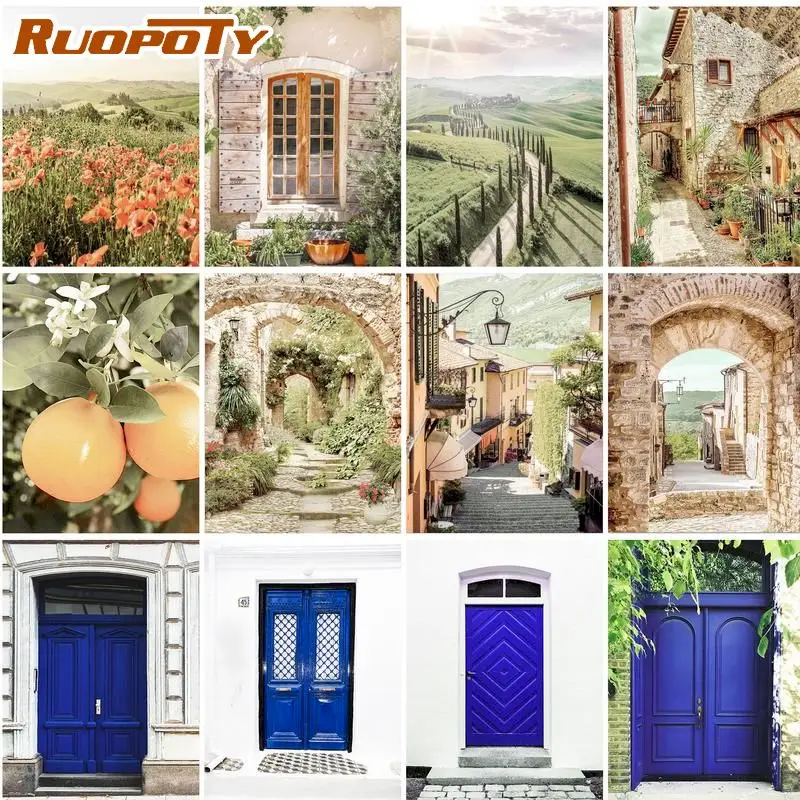 RUOPOTY Oil Painting Blue Door Drawing On Canvas HandPainted Art Gift DIY Pictures By Number Scenery Kits Home Decoration
RUOPOTY Oil Painting Blue Door Drawing On Canvas HandPainted Art Gift DIY Pictures By Number Scenery Kits Home Decoration