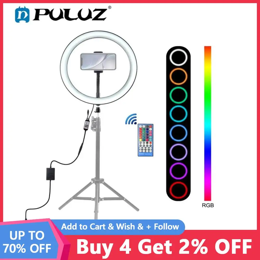 PULUZ 12inch 30cm Dimmable RGB Full Color LED Selfie Ring Light Camera Phone Photography Video Makeup Lamp Cold Shoe Tripod Head
PULUZ 12inch 30cm Dimmable RGB Full Color LED Selfie Ring Light Camera Phone Photography Video Makeup Lamp Cold Shoe Tripod Head