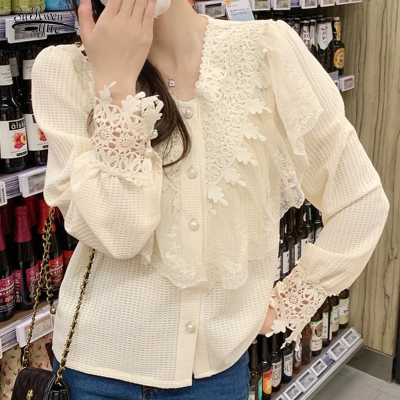 2022 Button Up Lace Shirt Ruffled Slim Casual Elegant Blouses Long Sleeve Women Blouse Fashion Office Lady Tops Clothes 18941
2022 Button Up Lace Shirt Ruffled Slim Casual Elegant Blouses Long Sleeve Women Blouse Fashion Office Lady Tops Clothes 18941