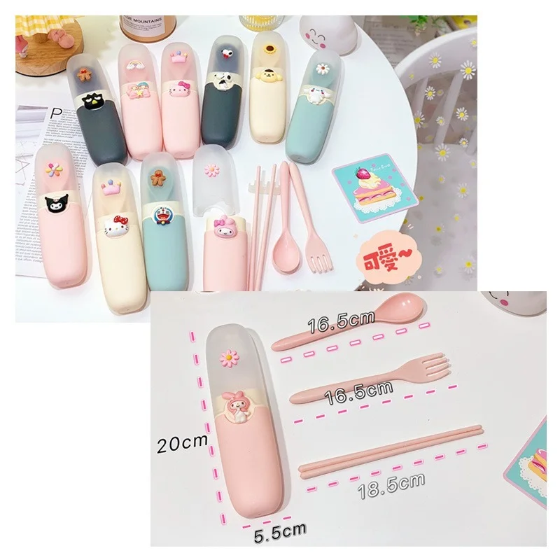 My Melody KT Cat Cinnamoroll Kuromi Environmentally Friendly Portable Tableware Set Cute Chopsticks Fork Spoon Three-piece Set
My Melody KT Cat Cinnamoroll Kuromi Environmentally Friendly Portable Tableware Set Cute Chopsticks Fork Spoon Three-piece Set