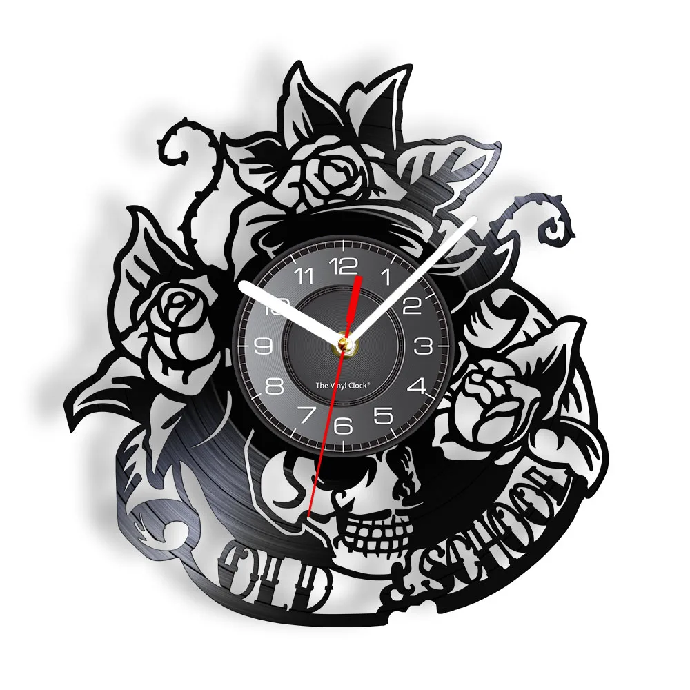 Tattoo Skull with Rose Vinyl Record Wall Clock Skeleton Skull Thorn Roses Silent Quartz Wall Watch Gothic Home Art Wall Decor
Tattoo Skull with Rose Vinyl Record Wall Clock Skeleton Skull Thorn Roses Silent Quartz Wall Watch Gothic Home Art Wall Decor