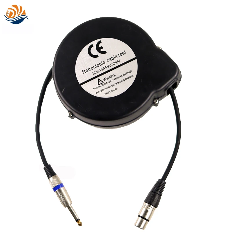 

Auto-locking 4.4M Spring Loaded Retractable Power Extension Cord Reel for Microphone