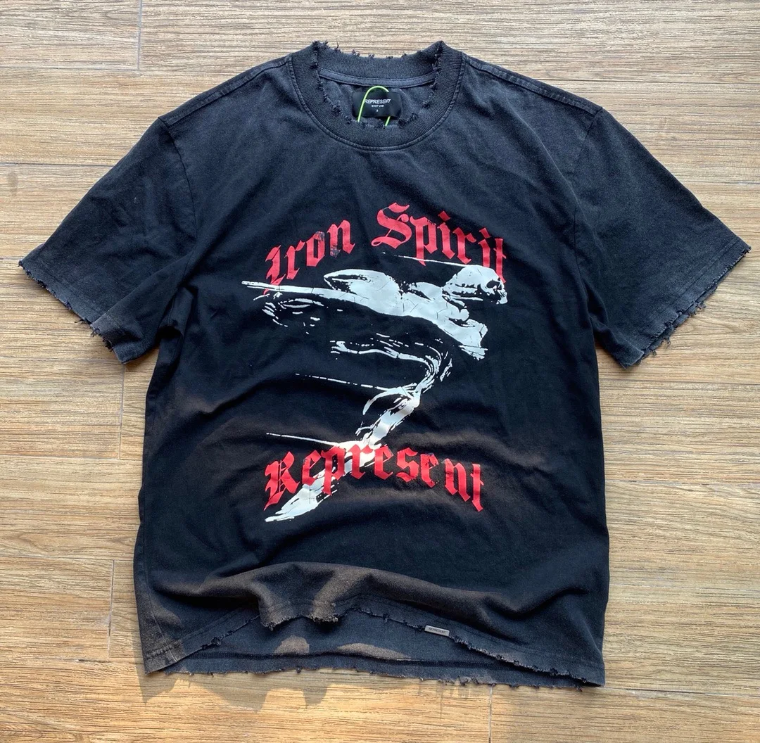 Vintage Represent Iron Spirit Tee Men 1:1 Top Quality Metal Angel Badge Graphic Represent Women T Shirt Short Sleeve Tops
Vintage Represent Iron Spirit Tee Men 1:1 Top Quality Metal Angel Badge Graphic Represent Women T Shirt Short Sleeve Tops