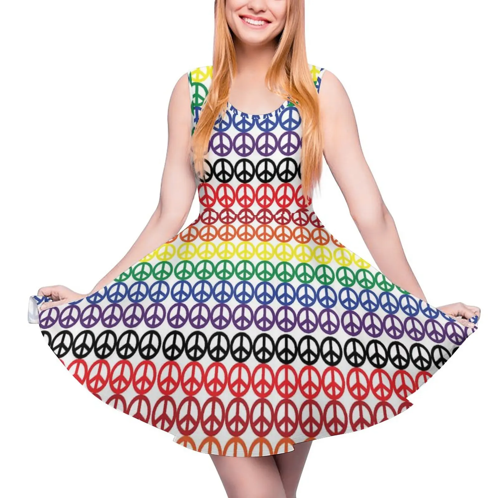 Peace Symbol Print Dress Rainbow Stripes Streetwear Dresses Female Elegant Skate Dress Summer Printed Vestidos Big Size 4XL 5XL
Peace Symbol Print Dress Rainbow Stripes Streetwear Dresses Female Elegant Skate Dress Summer Printed Vestidos Big Size 4XL 5XL
