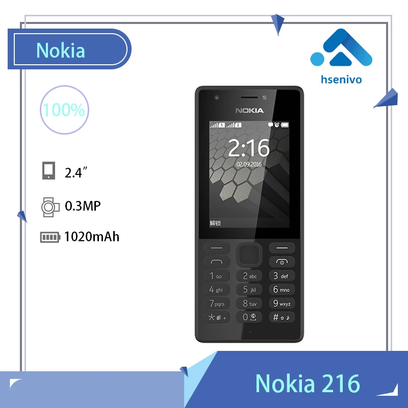 

Nokia 216 refurbished-Original Nokia 216 Dual sim Card 2G GSM 1100mAh Unlocked Cheap Celluar Phone refurbished Free shipping