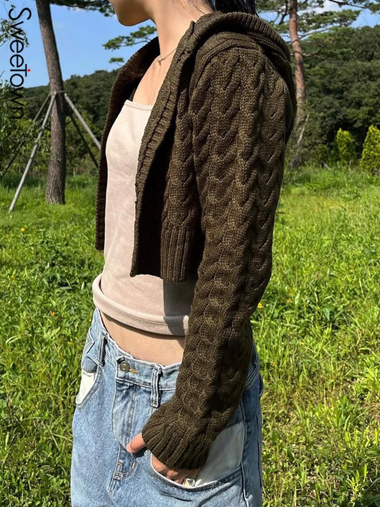Sweetown Green Y2K Crop Cardigan Sweaters For Women 2022 Open Stitch Slim Long Sleeve Red Jumpers Korean Knitted Hooded Jackets
Sweetown Green Y2K Crop Cardigan Sweaters For Women 2022 Open Stitch Slim Long Sleeve Red Jumpers Korean Knitted Hooded Jackets