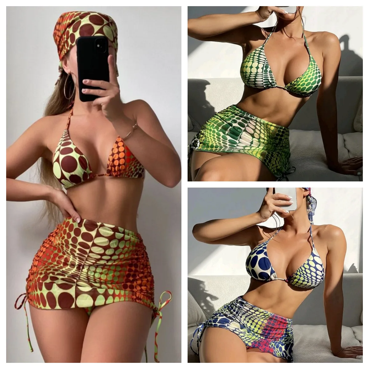 New drawstring mesh 3pcs dot beach sun protection bikini wrap buttocks short skirt swimsuit for women S-XL 3 colors
New drawstring mesh 3pcs dot beach sun protection bikini wrap buttocks short skirt swimsuit for women S-XL 3 colors