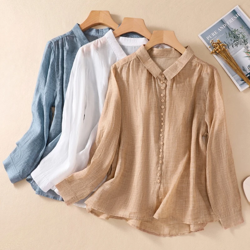 Chinese Style Women's Shirts Summer New Vintage Blouses Loose Long Sleeves Cotton Linen Top O-neck Ladies Clothing YCMYUNYAN
Chinese Style Women's Shirts Summer New Vintage Blouses Loose Long Sleeves Cotton Linen Top O-neck Ladies Clothing YCMYUNYAN