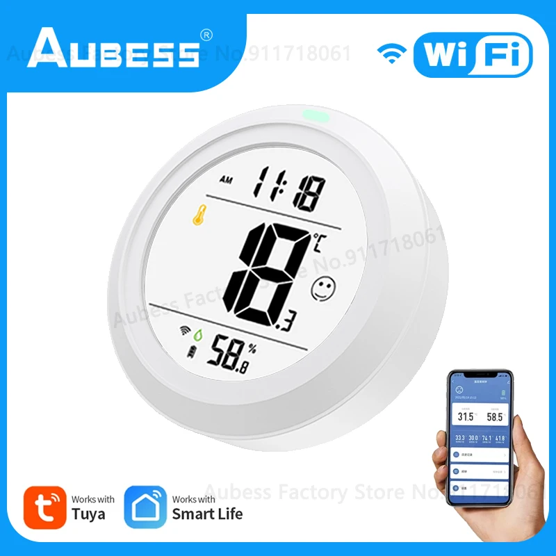 AUBESS Tuya Wifi Temperature Humidity Sensor With Alarm Clock Indoor Thermometer For Alexa Google Home Assistant Smart Life App
AUBESS Tuya Wifi Temperature Humidity Sensor With Alarm Clock Indoor Thermometer For Alexa Google Home Assistant Smart Life App