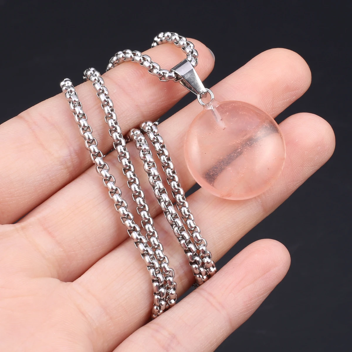 Natural Stone Round Pendant Necklace DIY Epidote Charm Necklace Men's and Women's Gift 20*20mm Stainless Steel Chain 60cm
Natural Stone Round Pendant Necklace DIY Epidote Charm Necklace Men's and Women's Gift 20*20mm Stainless Steel Chain 60cm