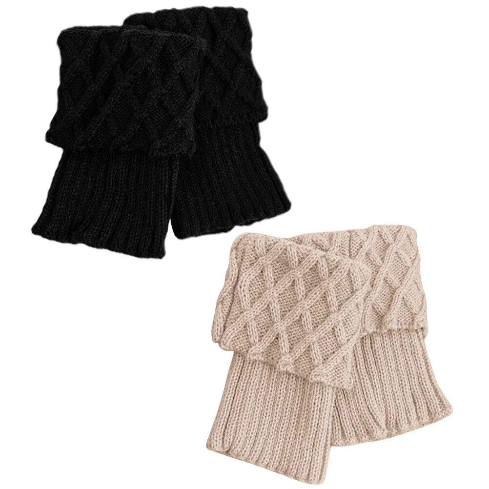 

2 Pairs Boot Socks Girls' Accessories Winter Covers Protective Short Leg Warmer Warmers Knitting Acrylic Warming Miss
