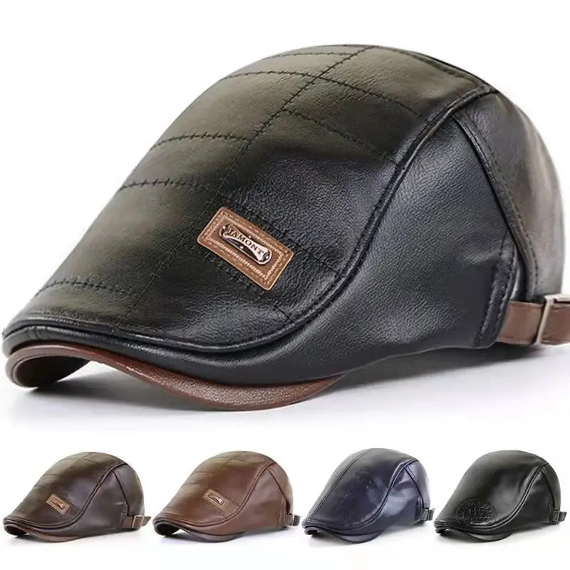 PU Leather Newsboy Cap Autumn Winter Men Warm HatMiddle Aged Old Man Vintage Flat Caps Casual Patchwork Beret Hats Hiking Hat
PU Leather Newsboy Cap Autumn Winter Men Warm HatMiddle Aged Old Man Vintage Flat Caps Casual Patchwork Beret Hats Hiking Hat