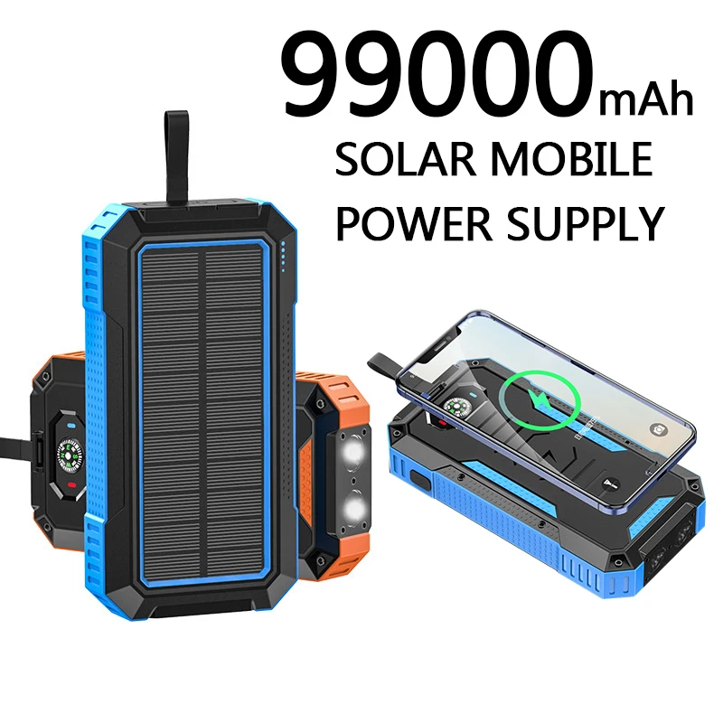 Solar panel Power bank Wireless charging mobile power supply 98000mAh with Camping Lamp Mobile Phone Charger USB Ports Battery
Solar panel Power bank Wireless charging mobile power supply 98000mAh with Camping Lamp Mobile Phone Charger USB Ports Battery