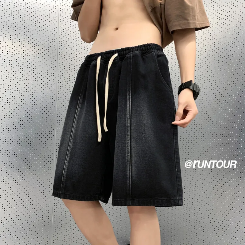 

Джинсовые шорты мужские в стиле хип-хоп, Модные Винтажные штаны из денима, свободные брюки в японском стиле, уличная одежда, 4 цвета, на лето