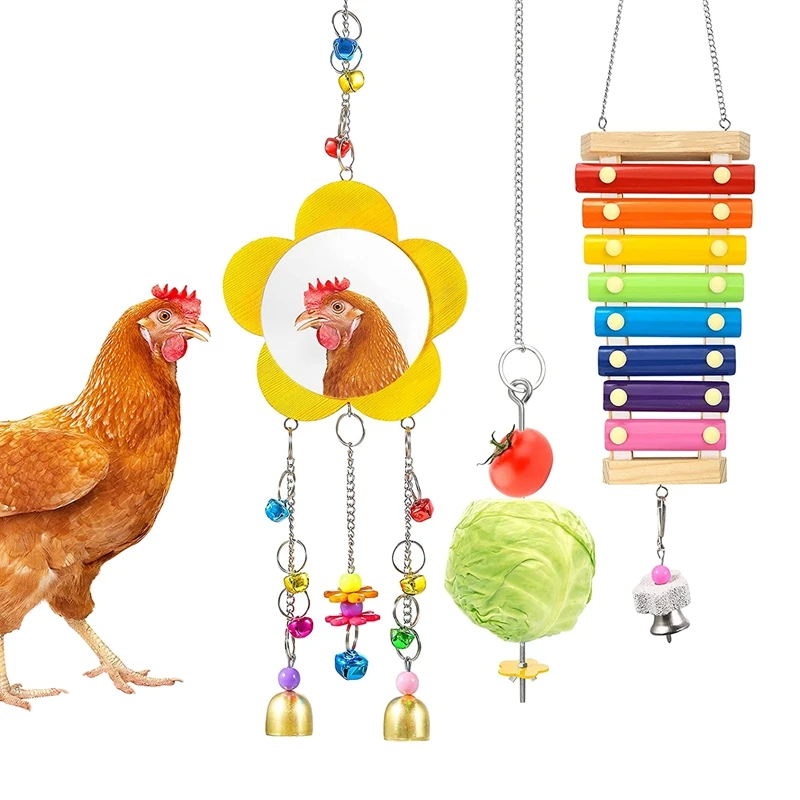 3 Packs Chicken Toys for Coop, Chicken Xylophone Toys,Chicken Mirror Toys for Hens, Vegetable Hanging Feeder for Chicken
3 Packs Chicken Toys for Coop, Chicken Xylophone Toys,Chicken Mirror Toys for Hens, Vegetable Hanging Feeder for Chicken