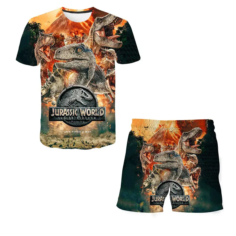 Kids Summer T-Shirt and Shorts Set Cartoon Jurassic Park Dinosaur T-Shirt Kids Short Sleeves and Shorts 2 Piece Set Kids Clothes
Kids Summer T-Shirt and Shorts Set Cartoon Jurassic Park Dinosaur T-Shirt Kids Short Sleeves and Shorts 2 Piece Set Kids Clothes