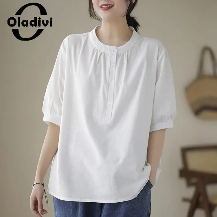 Oladivi Large Size Women Casual Loose Solid Blouses 2023 Summer New Short Sleeve Oversized Shirts Ladies Big Top Tunics 3XL 6067
Oladivi Large Size Women Casual Loose Solid Blouses 2023 Summer New Short Sleeve Oversized Shirts Ladies Big Top Tunics 3XL 6067