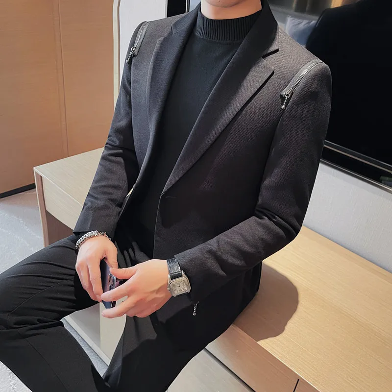 Plus Size 4XL-M Fashion Zipper Design One Button Long Sleeve Blazer Jackets For Men Clothing 2023 Slim Fit Casual Suit Coats Man
Plus Size 4XL-M Fashion Zipper Design One Button Long Sleeve Blazer Jackets For Men Clothing 2023 Slim Fit Casual Suit Coats Man