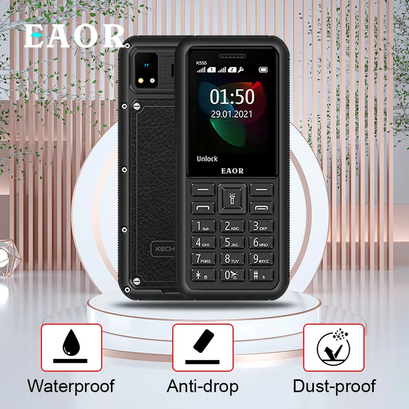 

EAOR GSM Dual SIM Rugged Phone 2500mAh IP67 Waterproof Dropproof Bar Phone Keypad Phone with Mosquito Repellent Lamp Flashlight