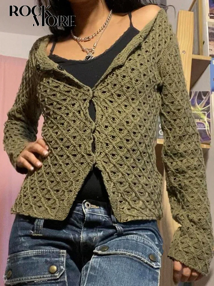 Rockmore Green Vintage Sweater Cardigan Autumn Knit Hollow Out Tops Y2K Aesthetic Women Casual Knitwear Grunge Fairycore Clothes
Rockmore Green Vintage Sweater Cardigan Autumn Knit Hollow Out Tops Y2K Aesthetic Women Casual Knitwear Grunge Fairycore Clothes