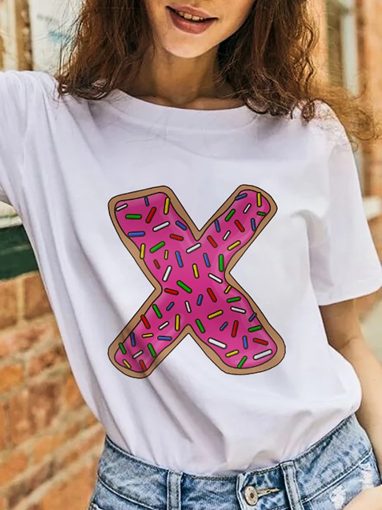 X Woman Pink Printed White T-shirts Name Letter Font A B X Y Z Women Tees Short Sleeves Young Girls Daily Casual Tshirt Summer
X Woman Pink Printed White T-shirts Name Letter Font A B X Y Z Women Tees Short Sleeves Young Girls Daily Casual Tshirt Summer